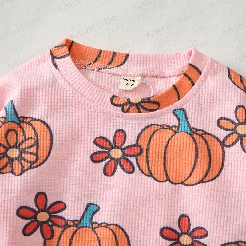 Baby Pink Pumpkin & Daisy Print Waffle 2-piece Set - image 2