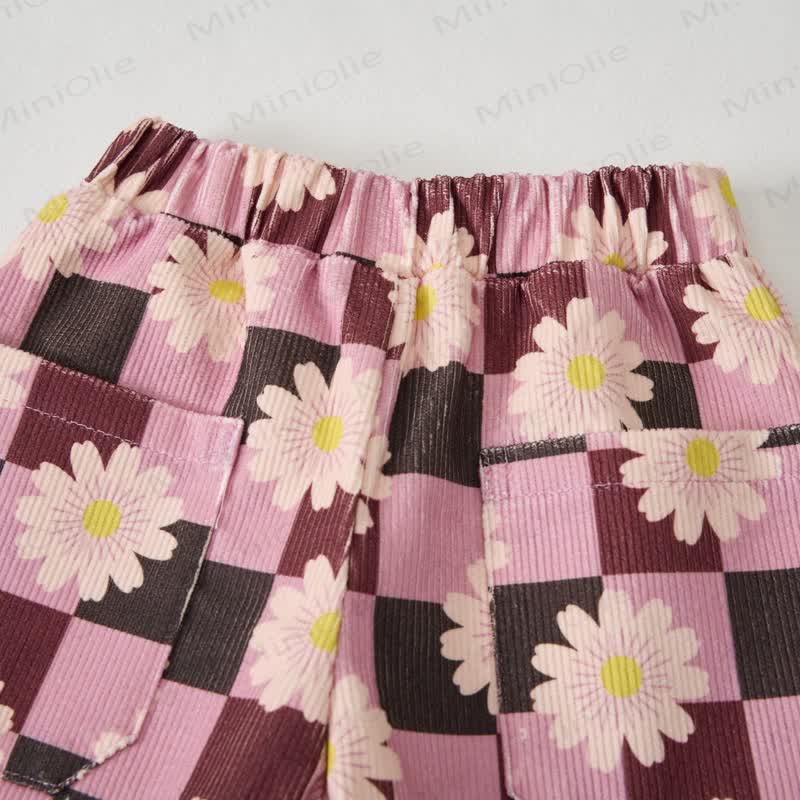 Baby Toddler Plaid Daisy Print Cord Pants - image 2