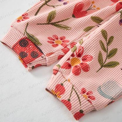 Baby Pink Flower and Insect Print Waffle 2-piece Set - image 5