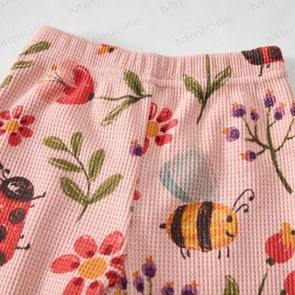 Baby Pink Flower and Insect Print Waffle 2-piece Set - image 4