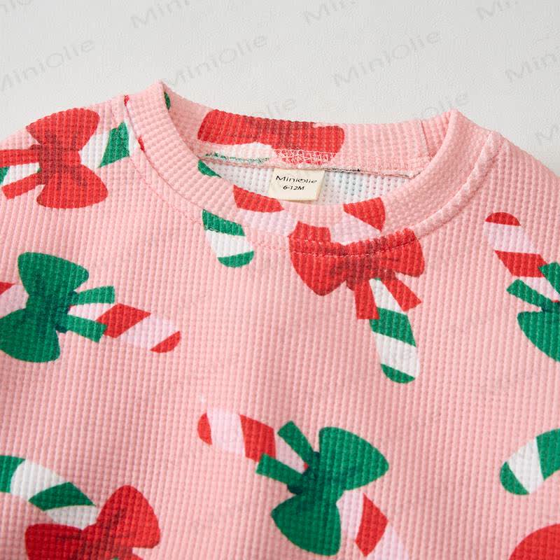 Baby Pink Candy Print Waffle 2-piece Set - image 2