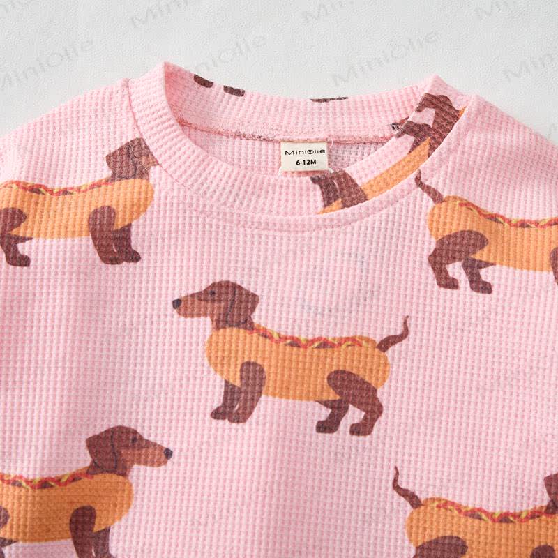 Baby Pink Daschund Waffle 2-piece Set - image 2