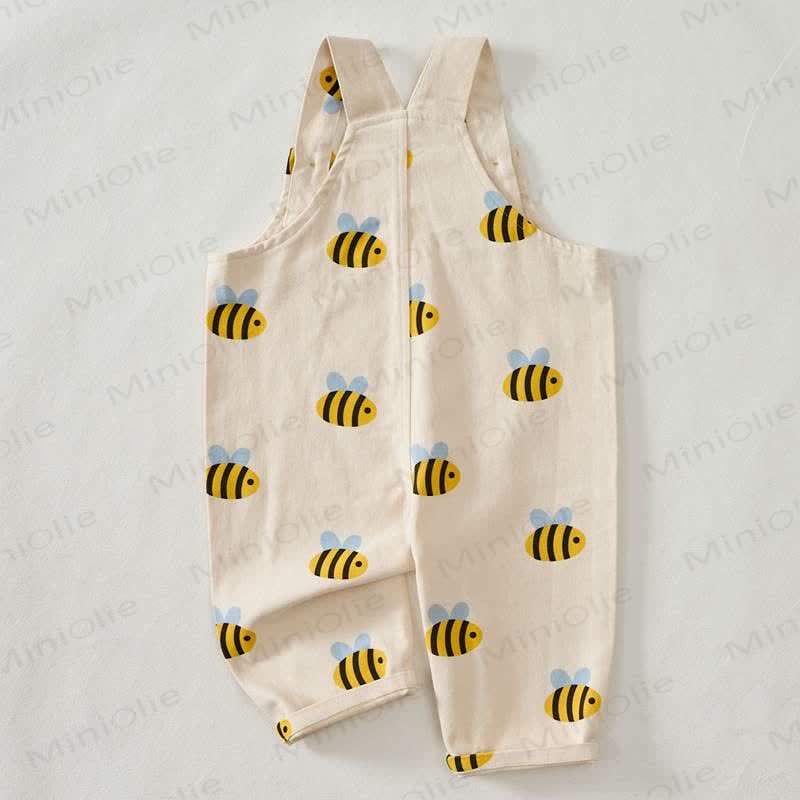 Baby Toddler Bee Beige Overalls - image 3