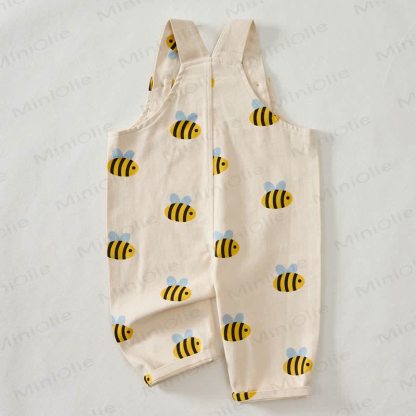 Baby Toddler Bee Beige Overalls - image 3