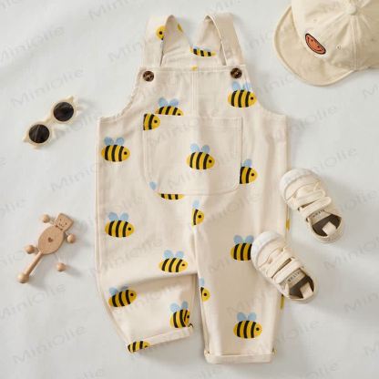 Baby Toddler Bee Beige Overalls - image 2