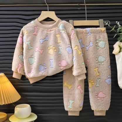 Toddler Cozy Plush Pajama 2-piece Set - Brown - 8-9T - image 2