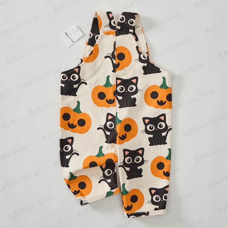 Baby Toddler Pumpkin Cat Print Overalls - image 3