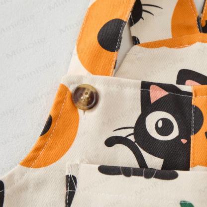 Baby Toddler Pumpkin Cat Print Overalls - image 4