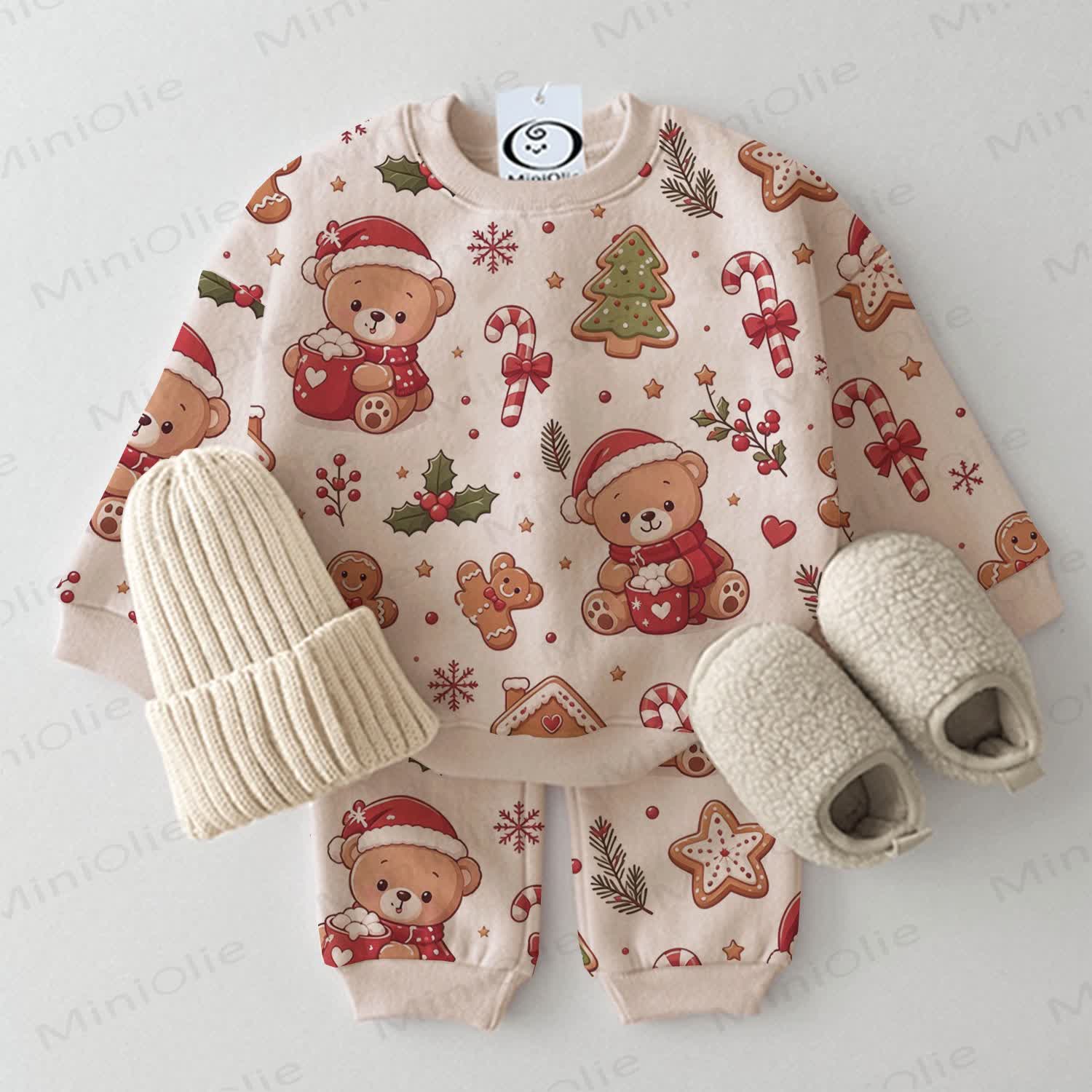 Baby Toddler Christmas Bear Apricot 2-piece Set - Apricot - 3-5T - image 1