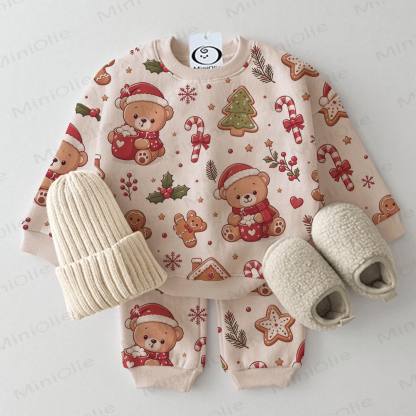 Baby Toddler Christmas Bear Apricot 2-piece Set - Apricot - 3-5T - image 1