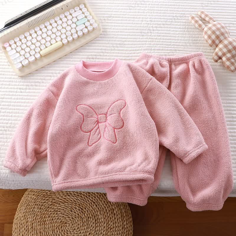 Toddler Cozy Sherpa Fleece Top and Pants 2-piece Pyjama Set - Pink - 10-11T - image 2