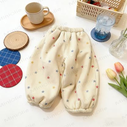 Toddler Star Print Fleece Harem Pants - Beige - 5-7T - image 2