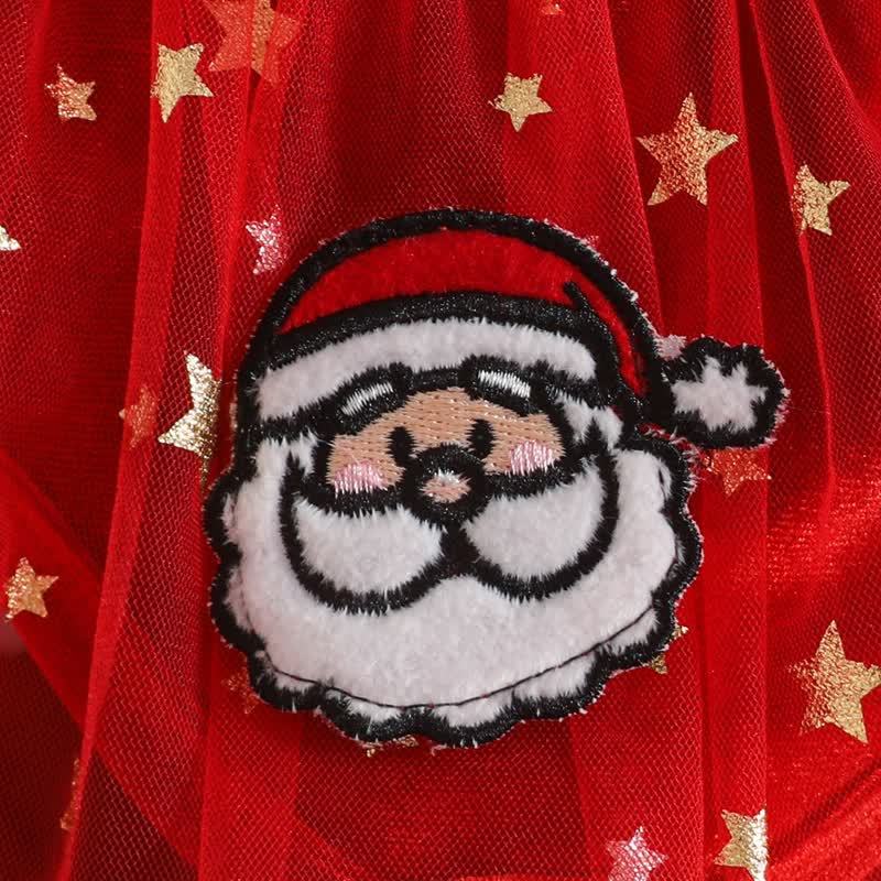 Baby Christmas Star Velvet Tulle Flutter Sleeves Dress - image 6