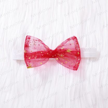 SANTA BABY Toddler Girl Red Star Tulle Dress with Headband - image 3