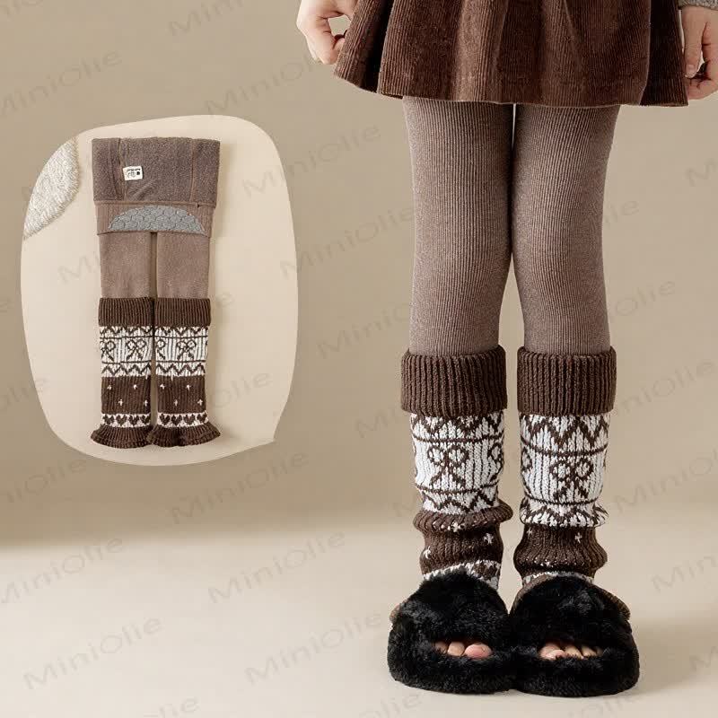 Toddler Girl Fleece Lined Bow Leggings - Brown - 6-8T - image 6