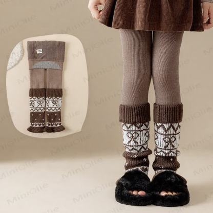Toddler Girl Fleece Lined Bow Leggings - Brown - 6-8T - image 6