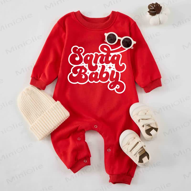 SANTA BABY Baby Slogan Print Red Romper - Red - 2-3T - image 1