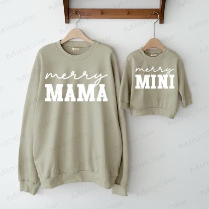 MERRY DADDY/MAMA/MINI Family Sweatshirt  - Grey Green: MAMA/MINI - XL - image 2