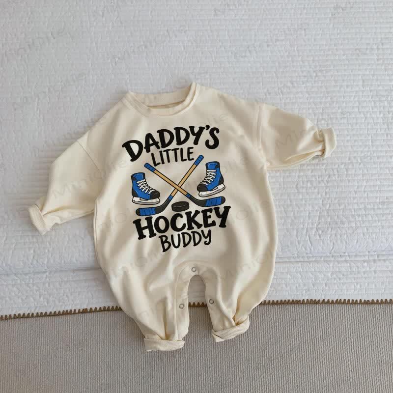 DADDY'S LITTLE HOCKEY BUDDY Baby Toddler Beige Romper - Beige - 2-3T - image 1
