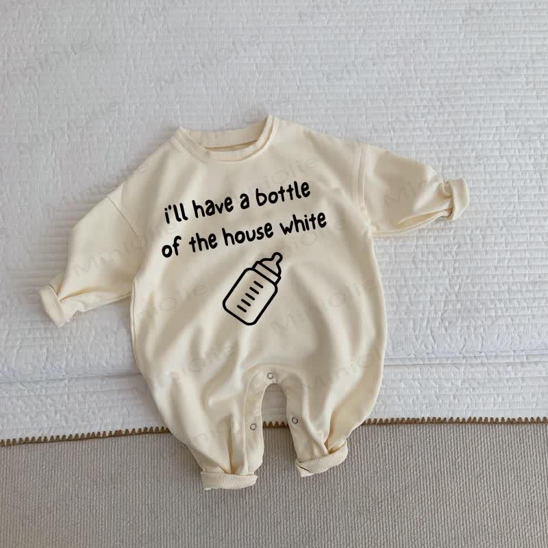 I'LL HAVE A BOTTLE OF THE HOUSE WHITE Baby Toddler Beige Romper - Beige - 2-3T - image 1