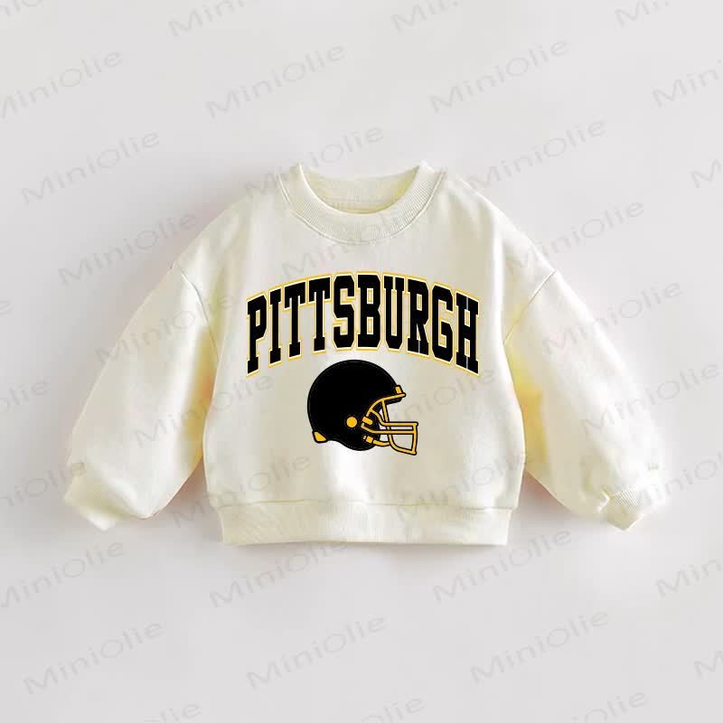 PITTSBURGH Baby Toddler Football Helmet Print Cream Sweatshirt - Cream - 3-5T - image 1