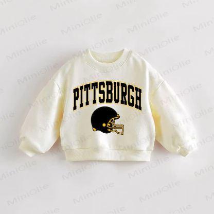 PITTSBURGH Baby Toddler Football Helmet Print Cream Sweatshirt - Cream - 3-5T - image 1