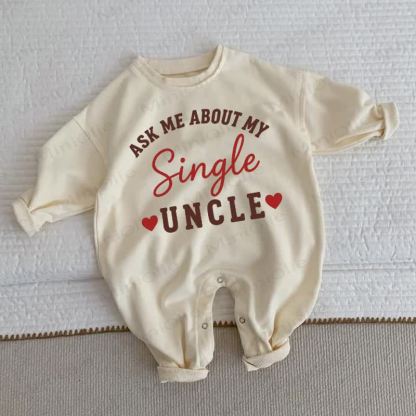 ASK ME ABOUT MY SINGLE UNCLE Baby Toddler Heart Beige Romper - Beige - 2-3T - image 1