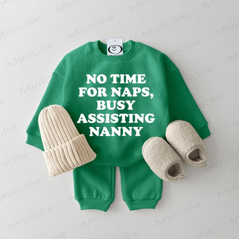 NO TIME FOR NAPS, BUSY ASSISTING NANNY Baby 2-piece Green Set - Green - 2-3T - image 1
