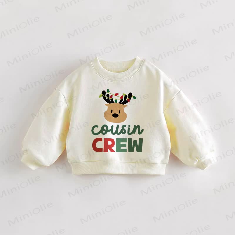 COUSIN CREW Baby Toddler Christmas Deer Cream Sweatshirt - Cream - 3-5T - image 1