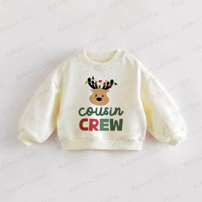 COUSIN CREW Baby Toddler Christmas Deer Cream Sweatshirt - Cream - 3-5T - image 1