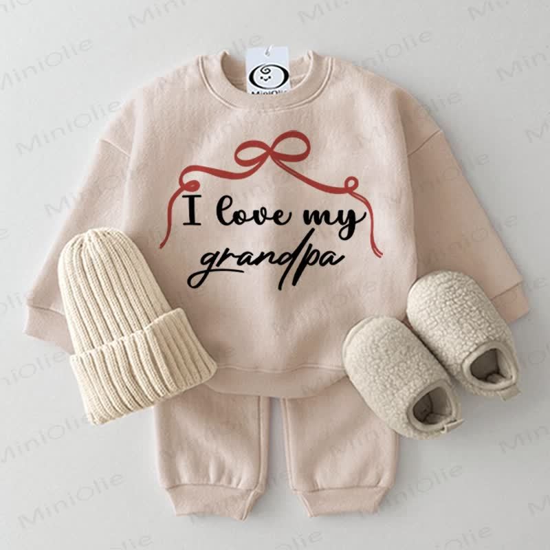 I LOVE MY GRANDPA Baby Beige Sweatshirt 2-piece Set - Beige - 2-3T - image 1