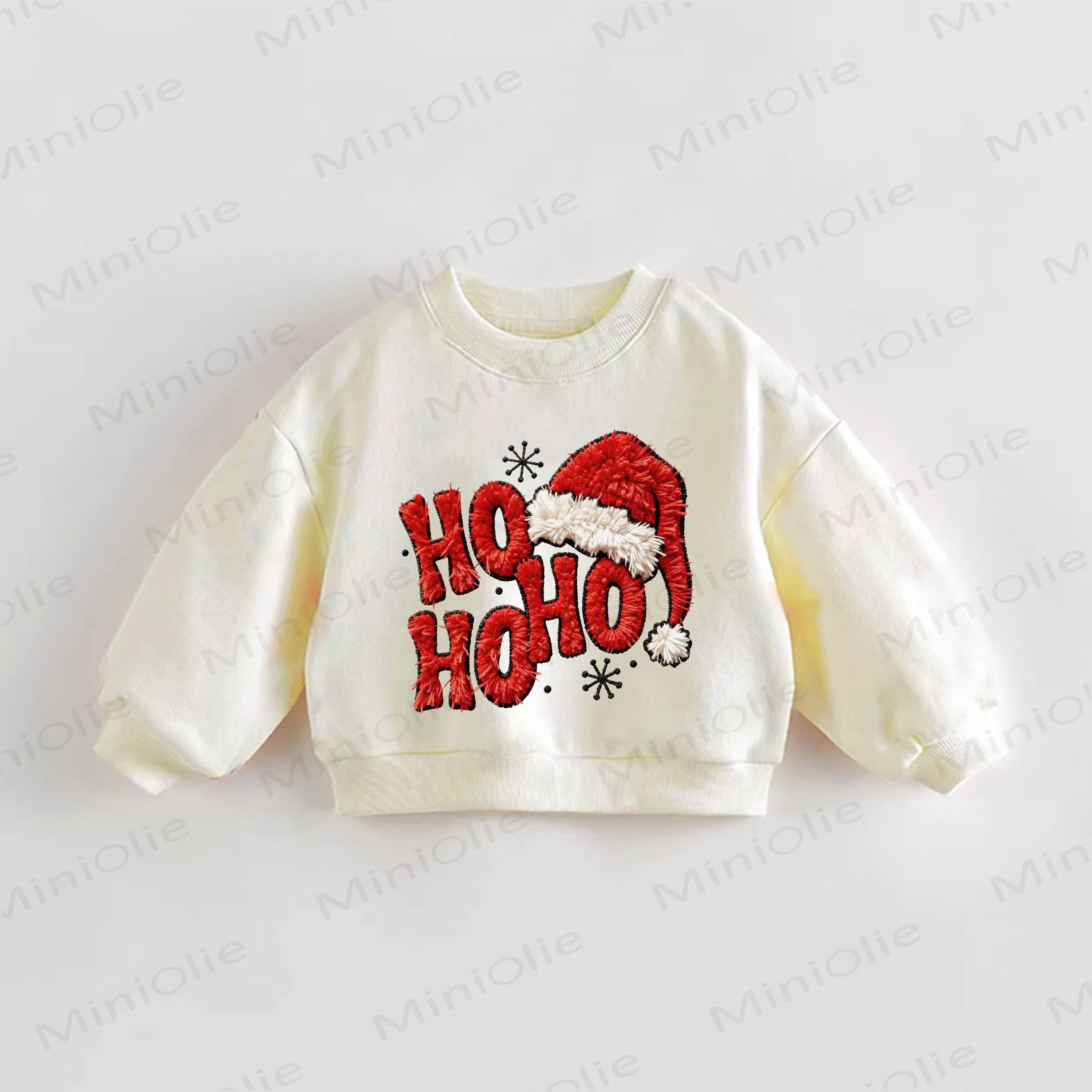 HOHOHO Baby Toddler Christmas Cream Sweatshirt - Cream - 3-5T - image 1