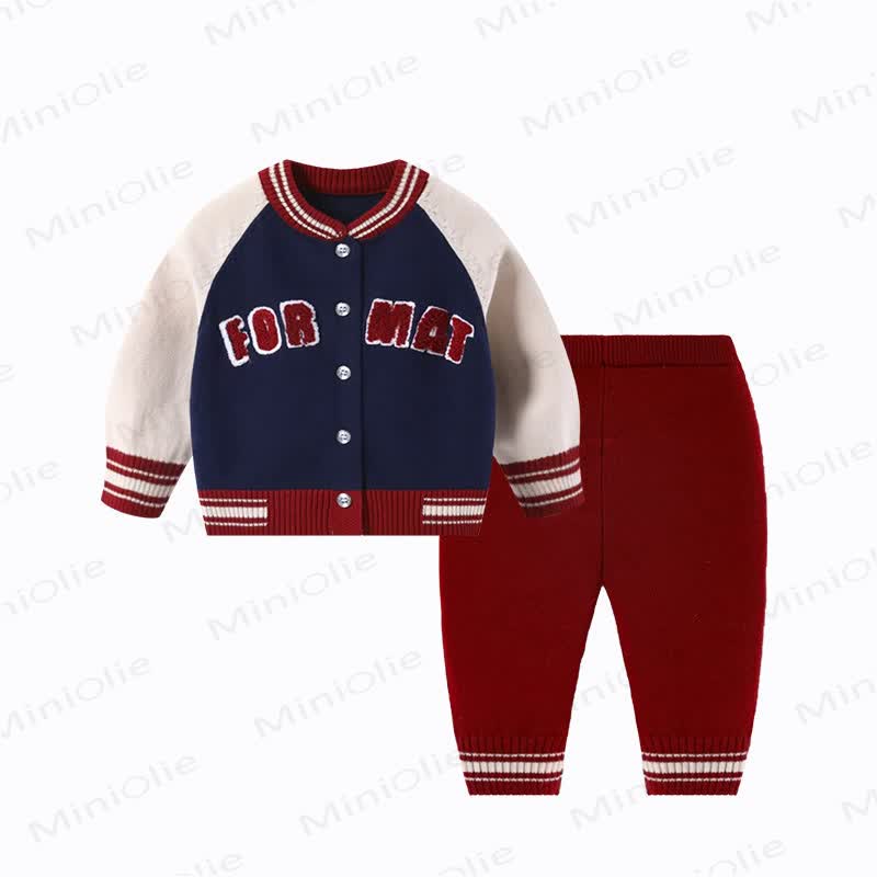 FORMAT Baby Varsity Jacket and Jogger 2-piece Set - Red - 18-24M - image 1