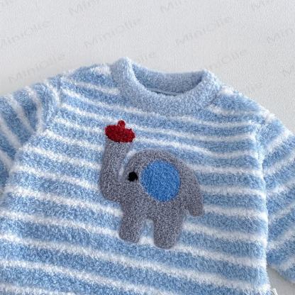 Baby Toddler Cozy Striped Fleece Animal Lounge 2-piece Set - image 7