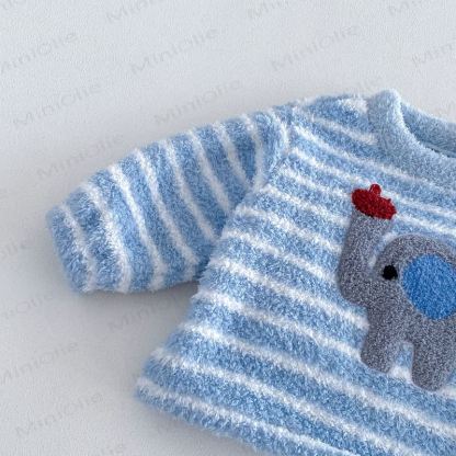 Baby Toddler Cozy Striped Fleece Animal Lounge 2-piece Set - image 9