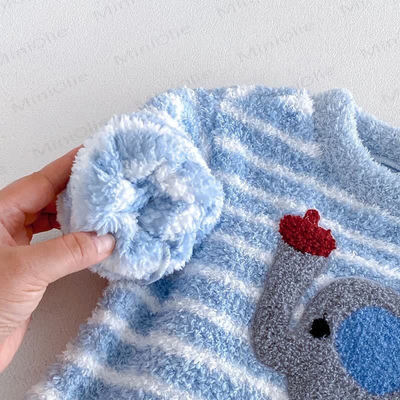 Baby Toddler Cozy Striped Fleece Animal Lounge 2-piece Set - image 10