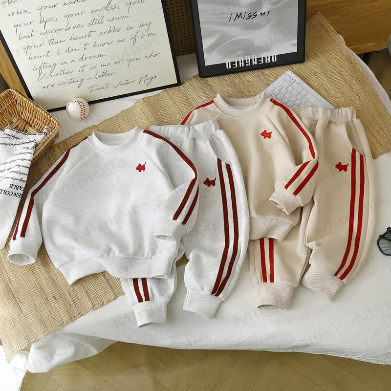 Toddler Cozy Puppy Stripe Sweatshirt and Jogger Set - image 1