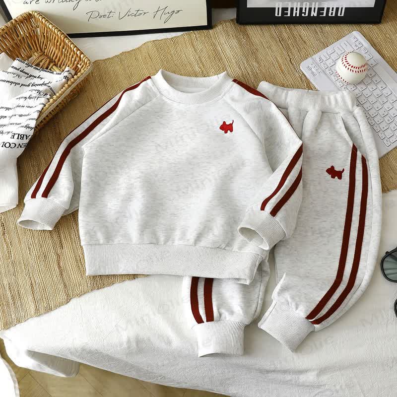 Toddler Cozy Puppy Stripe Sweatshirt and Jogger Set - Gray - 10-11T - image 2