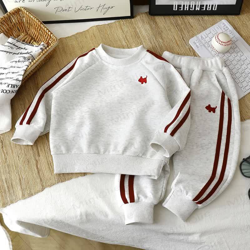 Toddler Cozy Puppy Stripe Sweatshirt and Jogger Set - Gray - 10-11T - image 2