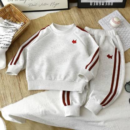 Toddler Cozy Puppy Stripe Sweatshirt and Jogger Set - Gray - 10-11T - image 2