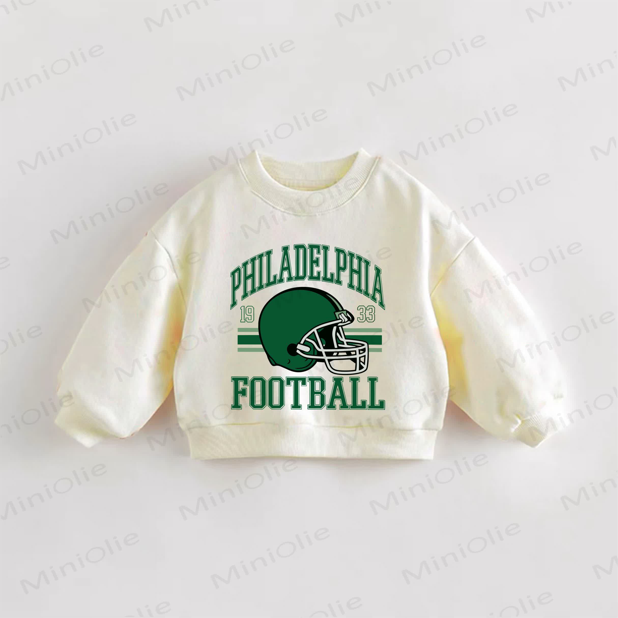 PHILADELPHIA FOOTBALL Baby Toddler Football Helmet Cream Sweatshirt - Cream - 3-5T - image 1