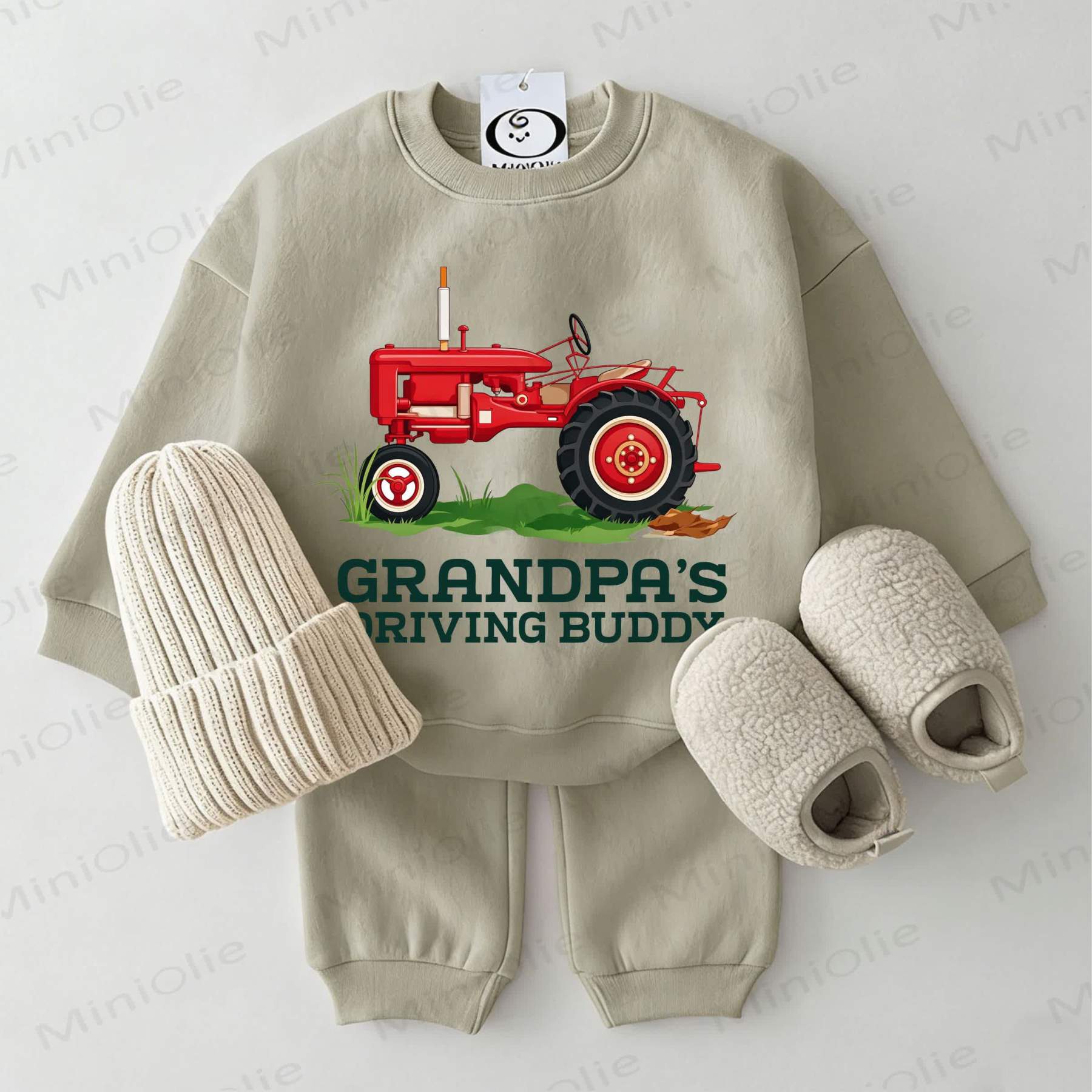 GRANDPA'S DRIVING BUDDY Baby Truck Grey Green Sweatshirt 2-piece Set - Grey Green - 2-3T - image 1
