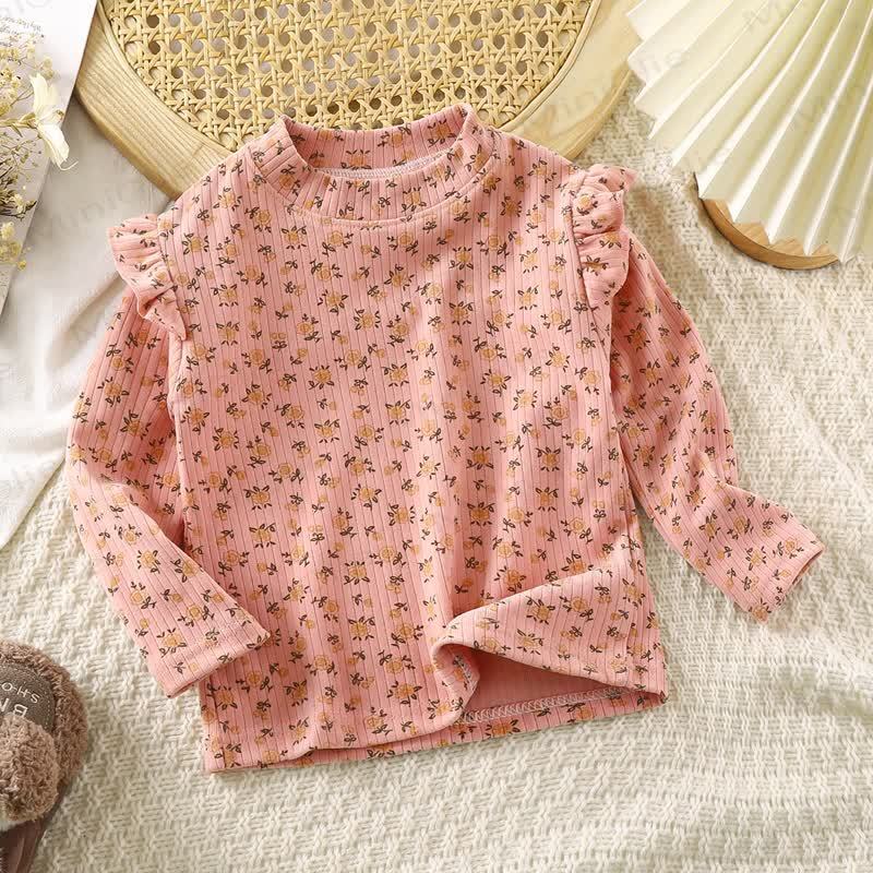 Toddler Girl Ruffle Long Sleeve T-Shirt - Pink Daisy - 11-12T - image 8