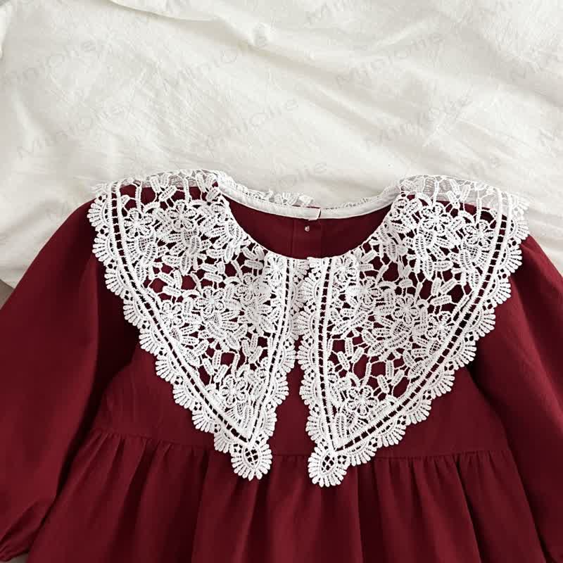 Toddler Girl Christmas Collar Long Sleeve Dress - image 4