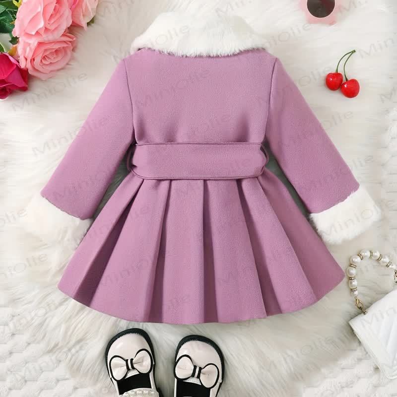 Baby Girl Fleece Collar Dress Coat - image 7