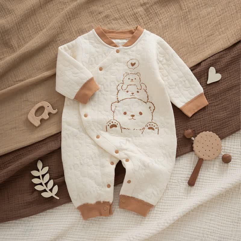 Baby Quilted Bear Long Sleeve Onesie - Beige Bear - 18-24M - image 5