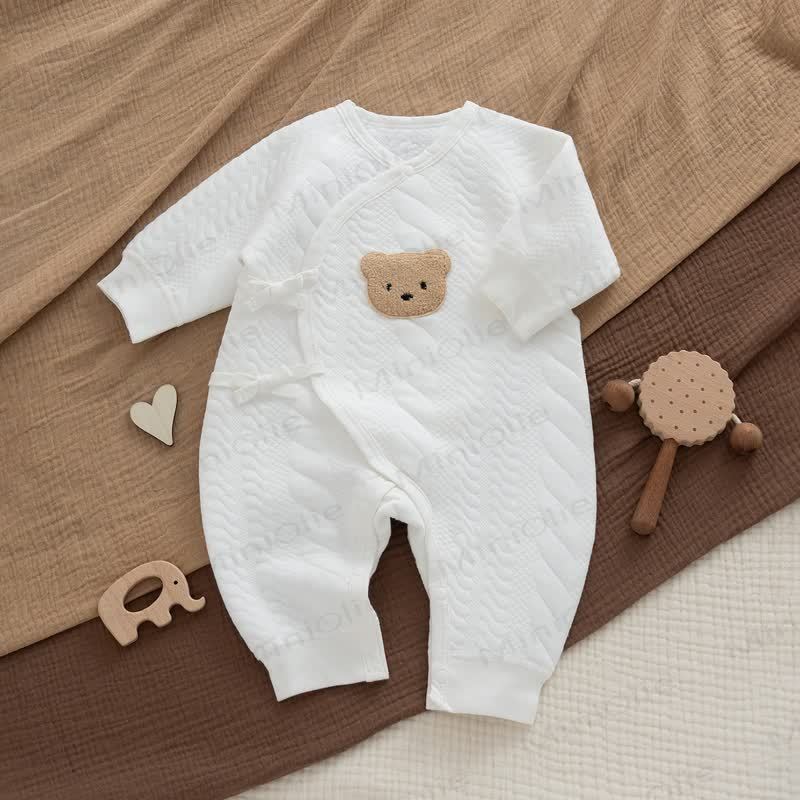 Baby Quilted Bear Long Sleeve Onesie - White Bear - 18-24M - image 7
