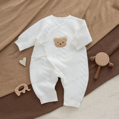 Baby Quilted Bear Long Sleeve Onesie - White Bear - 18-24M - image 7