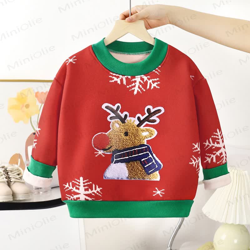 Toddler Fleece Christmas Crewneck Sweatshirt - Red Deer - 10-11T - image 8
