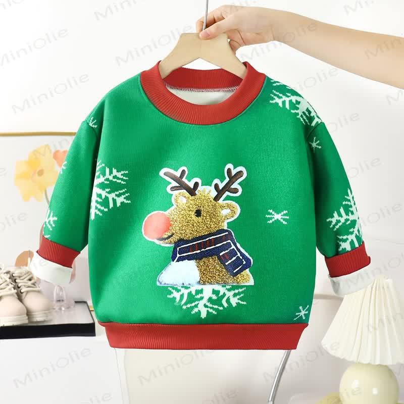 Toddler Fleece Christmas Crewneck Sweatshirt - Green Deer - 10-11T - image 9